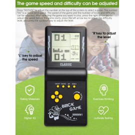 HLF 3.5-inch Large Screen Retro Brick Game Console for The 80s/90s Build in Block Game Racing/Tank Game Built-in 23 Classic Games Nostalgic Puzzle Children\'s Game Console (Black)