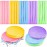 Patelai 300 Pieces Face Cleansing Sponge Wash Round Face Sponge Makeup Removal Sponge Pad Compressed Soft Facial Sponge Exfoliating Sponges, Pink, Purple, Blue, Yellow, Green for Women