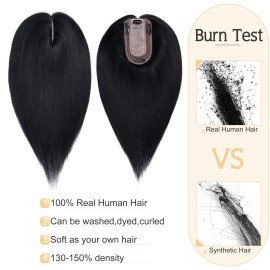 SEGO Human Hair Toppers for Women With Thinning Hair, 7 * 13CM Silk Base 100% Real Human Hair Clip in Top Wiglet Hairpieces -12 Inch No Bangs Jet Black SEGO Human Hair Toppers for Women With Thinning Hair, 7 * 13CM Silk Base 100% Real Human Hair Clip in Top Wiglet Hairpieces -12 Inch No Bangs Jet Black