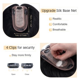 SEGO Human Hair Toppers for Women With Thinning Hair, 7 * 13CM Silk Base 100% Real Human Hair Clip in Top Wiglet Hairpieces -12 Inch No Bangs Jet Black SEGO Human Hair Toppers for Women With Thinning Hair, 7 * 13CM Silk Base 100% Real Human Hair Clip in Top Wiglet Hairpieces -12 Inch No Bangs Jet Black