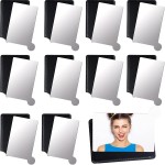 Jetec 10 Pieces Pocket Compact Mirrors Mini Mirror for Purse Wallet Small Handheld Stainless Steel Unbreakable with PU Leather Case for Men Women Travel Camp Signal Makeup(Black)