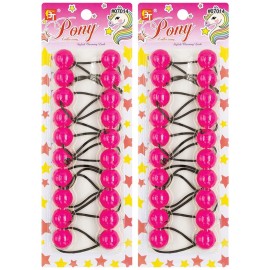 Beauty Town 20PCS Bubble Ponytail Holders - 20mm Twin Bead Hair Ties for Girls & Kids - Colorful Elastic Hair Accessories for Braids & Pigtails (Magenta Pink)