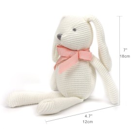 FLUFFYFUN 100% Organic Cotton Baby Bunny Stuffed Animal 7.1 - Soft White Rabbit Plush Toy for Newborn