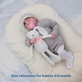 FLUFFYFUN 100% Organic Cotton Baby Bunny Stuffed Animal 7.1 - Soft White Rabbit Plush Toy for Newborn