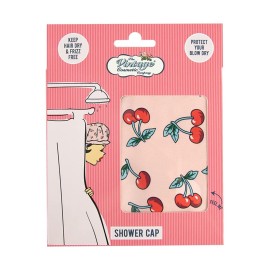 The Vintage Cosmetic Company Cherry Shower Cap, Lightweight and Elasticated Waterproof Cap, Keeps Hair Dry and Frizz Free, Reusable Shower Cap for Women, Retro Cherry Design
