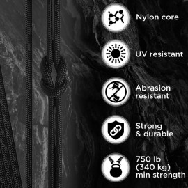 TECEUM Paracord Type IV 750 lb Black 016 - 100 ft - 4mm - 100% Nylon Strong Tactical MIL-SPEC Parachute Cord - Survival Rope Emergency para Cord 11 Strands Core EDC Camping Hiking Military Gear 016a