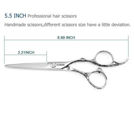 Hair Cutting Scissors 5.5 Inch Professional Haircut Hair Shears Sharp Barber Scissors 440C Hairdresser Barber Shears Rose handle KINSARO for Hairdresser Barbershop or Home Use