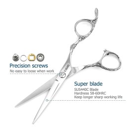 Hair Cutting Scissors 5.5 Inch Professional Haircut Hair Shears Sharp Barber Scissors 440C Hairdresser Barber Shears Rose handle KINSARO for Hairdresser Barbershop or Home Use