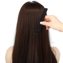 3 Pieces Pick Teasing Combs Hair Brush Set Includes Black Carbon Lift with Metal Prong, Triple Pin Rat Tail Comb, Nylon Bristle Hair Brush for Women(Black, Blue)