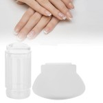 French Tip Nail Stamp, Clear Silicone Nail Stamper Nail Polish DIY Transfer Stamper & Scraper Set French Manicure Kit for Home Salon French Nail Art Designs