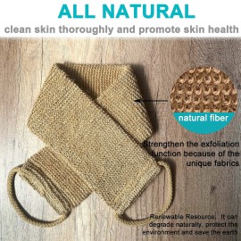2 Pack Large Natural Exfoliating Hemp Back Scrubber for Shower for Men and Women - Deep Clean & Invigorate Your Skin - Machine Wash and Dry - Double Sided Available