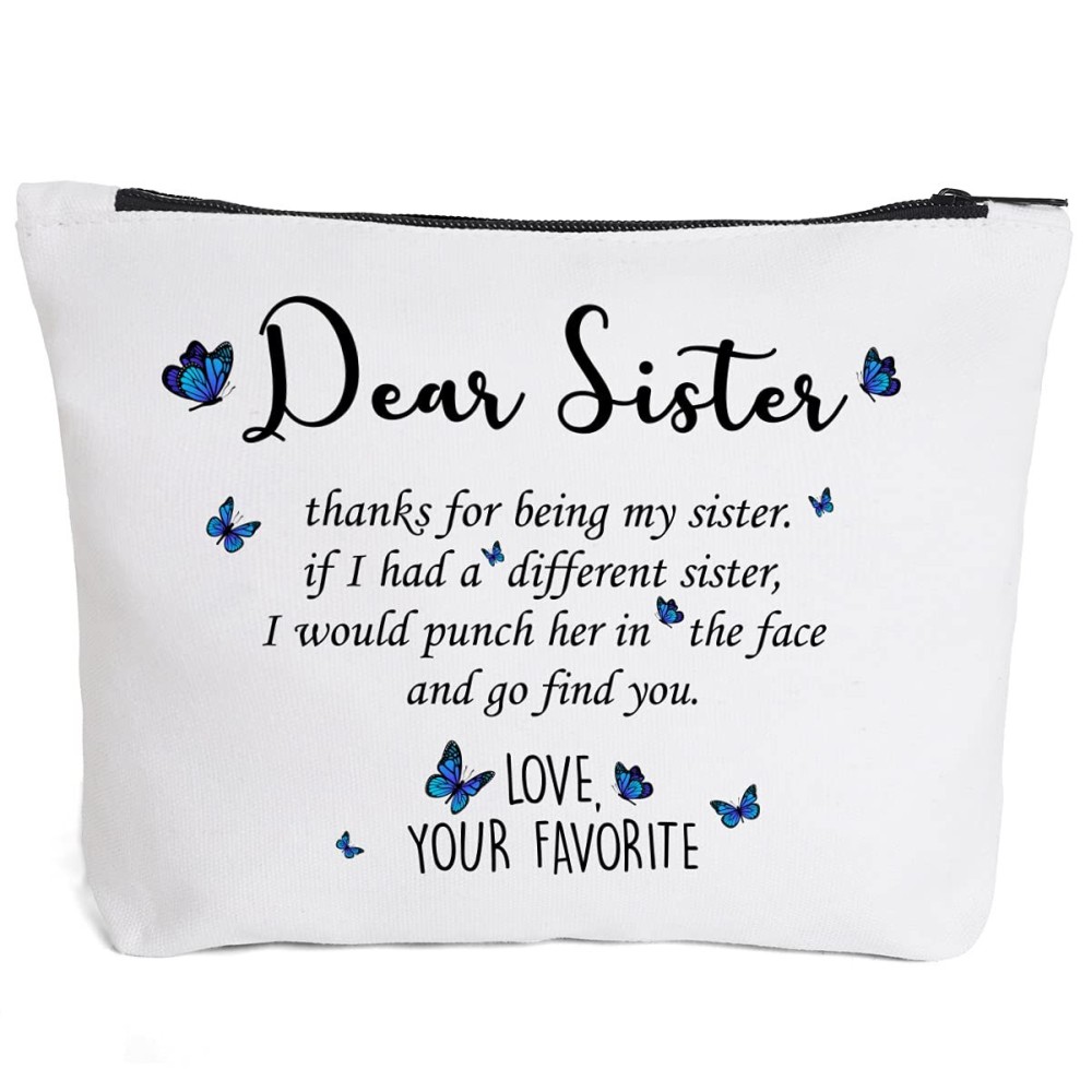 Fokongna Funny Gifts from Sisters, Sister Birthday Makeup Bag Gifts, Soul Sister Thanks Gifts Big Little Girl