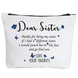 Fokongna Funny Gifts from Sisters, Sister Birthday Makeup Bag Gifts, Soul Sister Thanks Gifts Big Little Girl