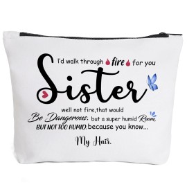 Fokongna Sister Gifts - Birthday Makeup Bag for Girls, Soul Sister Gift with Fire Design
