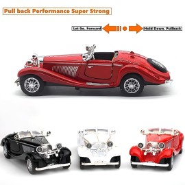 1:28 Scale Pullback Diecast Metal Antique Classic Model Cars Collectible Toy Gifts (Red,Length 6.5in/16.8cm)