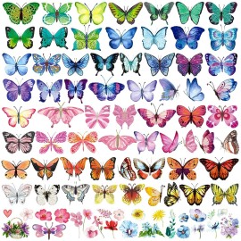 Butterfly Tattoos for Kids/Women, 100 Pcs Colorful & Waterproof Butterfly Temporary Stickers for Party Favors/Gifts/Decoration