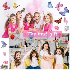 Butterfly Tattoos for Kids/Women, 100 Pcs Colorful & Waterproof Butterfly Temporary Stickers for Party Favors/Gifts/Decoration
