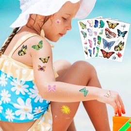 Butterfly Tattoos for Kids/Women, 100 Pcs Colorful & Waterproof Butterfly Temporary Stickers for Party Favors/Gifts/Decoration