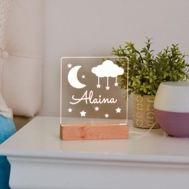 souleather Moon and Stars Custom Name Kids Bedroom, Nursery Personalized Night Light, Childs Playroom, Gift for Kids