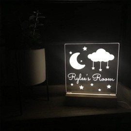 souleather Moon and Stars Custom Name Kids Bedroom, Nursery Personalized Night Light, Childs Playroom, Gift for Kids