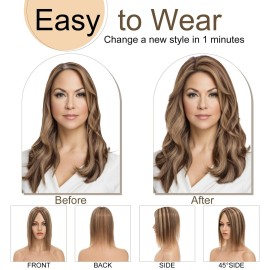 SEGO Hair Toppers for Women Real Human Hair No Bangs, 130% Density 10 * 12CM Silk Base Remy Clip in Top Wiglet Hairpieces Add Volume-6 Inch Medium Brown&Dark Blonde SEGO Hair Toppers for Women Real Human Hair No Bangs, 130% Density 10 * 12CM Silk Base Remy Clip in Top Wiglet Hairpieces Add Volume-6 Inch Medium Brown&Dark Blonde