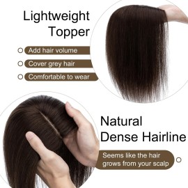 SEGO Hair Toppers for Women Real Human Hair No Bangs, 130% Density 10 * 12CM Silk Base Remy Clip in Top Wiglet Hairpieces Add Volume-14 Inch Dark Brown SEGO Hair Toppers for Women Real Human Hair No Bangs, 130% Density 10 * 12CM Silk Base Remy Clip in Top Wiglet Hairpieces Add Volume-14 Inch Dark Brown