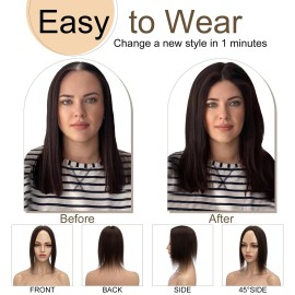 SEGO Hair Toppers for Women Real Human Hair No Bangs, 130% Density 10 * 12CM Silk Base Remy Clip in Top Wiglet Hairpieces Add Volume-14 Inch Dark Brown SEGO Hair Toppers for Women Real Human Hair No Bangs, 130% Density 10 * 12CM Silk Base Remy Clip in Top Wiglet Hairpieces Add Volume-14 Inch Dark Brown