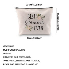 WCGXKO Best Glamma Ever Grandma Gift Glamma Gift Zipper Makeup Bags Travel Waterproof Toiletry Bag Accessories (BEST Glamma)