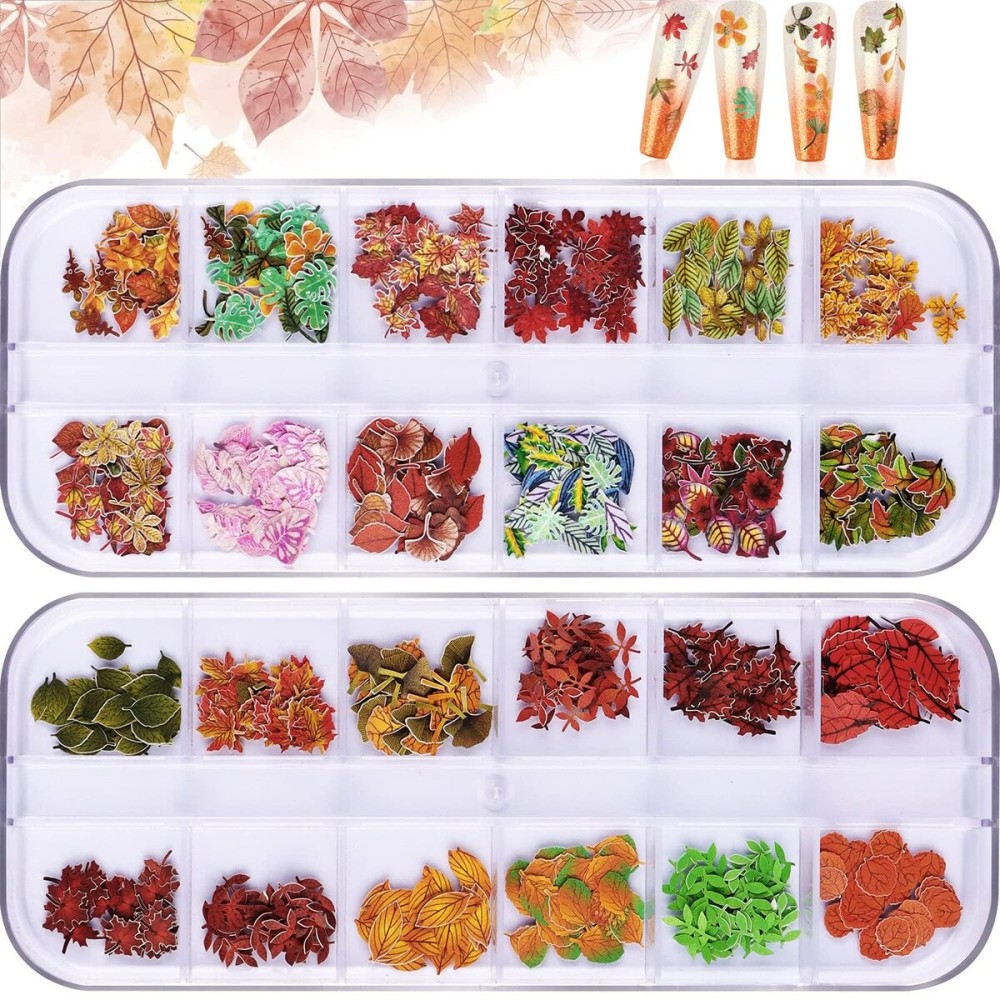 Kalolary 2 Boxes Maple Leaves Nail Art Sequins, 3D Fall Leaves Stickers for Acrylic Nails, Maple Leaves Wood Pulp Glitter Flakes for Autumn Nail Art Decorations Kalolary 2 Boxes Maple Leaves Nail Art Sequins, 3D Fall Leaves Stickers for Acrylic Nails, Maple Leaves Wood Pulp Glitter Flakes for Autumn Nail Art Decorations