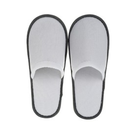 Kirozanny 10 pair Unisex Disposable Slippers Portable Foldable Hotel Travel Slippers Party Family SPA Slippers (Medium, White, numeric_9) (Grey edge 5mm thick sole)