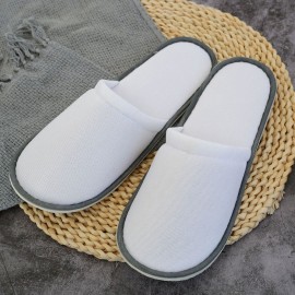 Kirozanny 10 pair Unisex Disposable Slippers Portable Foldable Hotel Travel Slippers Party Family SPA Slippers (Medium, White, numeric_9) (Grey edge 5mm thick sole)