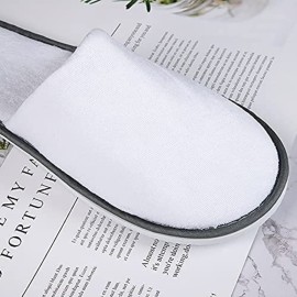 Kirozanny 10 pair Unisex Disposable Slippers Portable Foldable Hotel Travel Slippers Party Family SPA Slippers (Medium, White, numeric_9) (Grey edge 5mm thick sole)