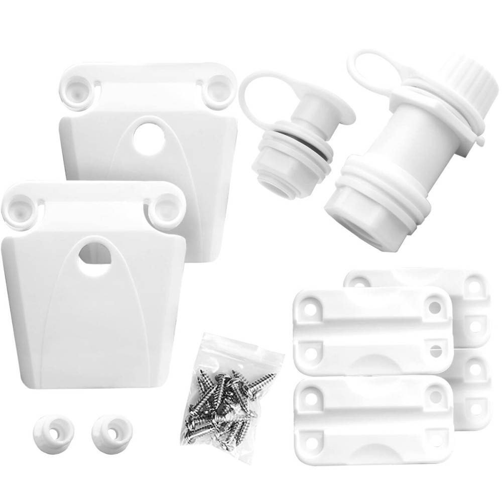 Cooler Replacement Parts Kit, Ice Chest Plastic Hinges, Latch Posts, and Screws, Threaded, and Triple-Snap Drain Plug. The Best Option for Repairing and Replacing Multiple Cooler Parts.
