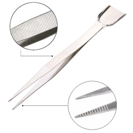 1 Piece Stainless Steel Tweezer with Shovel Stainless Steel Handy Tweezer with Shovel Diamond Gem Tweezers Jewelry Tweezers with Scoop Gems Pick Up Beads Tools for Beads Gems Diamond