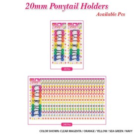 Beauty Town 20PCS Bubble Ponytail Holders - 20mm Twin Bead Hair Ties for Girls & Kids - Colorful Elastic Hair Accessories for Braids & Pigtails (Sky Blue/White/Red/Pink/Black)