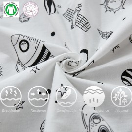 Brandream Milky Way Space Galaxy 6-Piece Baby Nursery Crib Bedding Set with Spaceship Rocket - Black White Gray Cotton