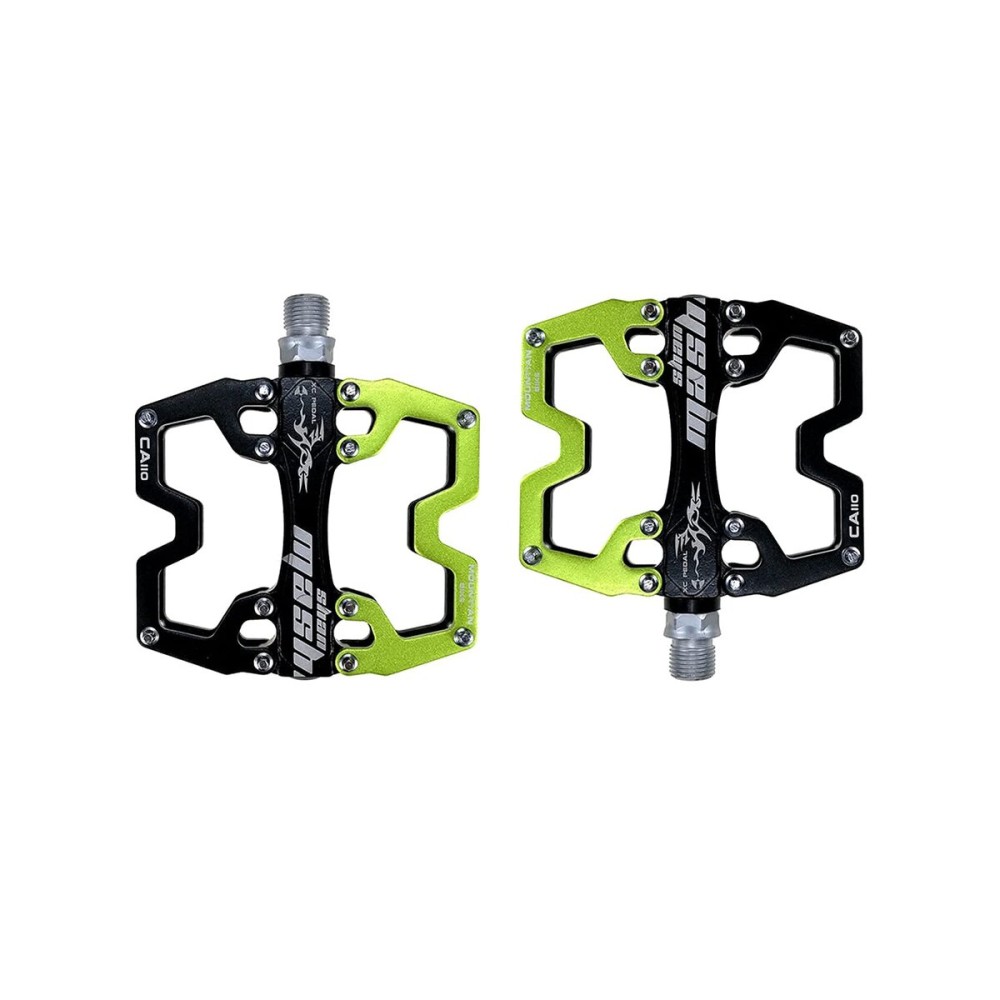 shanmashi CA110 Black Green Mountain MTB Bike Pedals 9/16 Inch Road Bicycle Parallel Pedal Ultra-Light Aluminum Alloy Bearing Cycling Flat BMX Pedal Adult