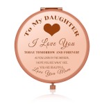 Jielahua Daughter Inspirational Gift Makeup Mirror Daughter Birthday Gift Ideas Rose Gold Compact Makeup Mirror for Her Christmas Graduation Wedding Present Present for Her