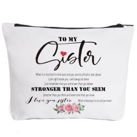 Fokongna To My Sister Gifts, Sister Birthday Gifts, Friends I Love You Makeup Bag for Birthday, Graduation Best Friends Ever Personalized