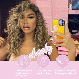 CHOPSTICK STYLER Cheeky, Professional Curling Wand, 5 Variable Temperatures, 0.6 x 0.4 Chunkier Rectangular Titanium Barrel for Long Lasting, Natural, Voluminous Chopstick Mermaid Curls