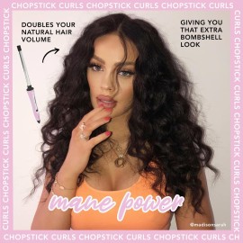 CHOPSTICK STYLER Cheeky, Professional Curling Wand, 5 Variable Temperatures, 0.6 x 0.4 Chunkier Rectangular Titanium Barrel for Long Lasting, Natural, Voluminous Chopstick Mermaid Curls