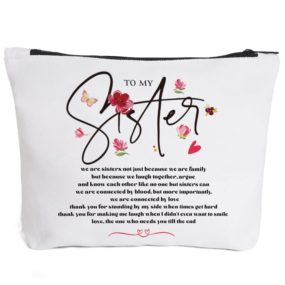 Fokongna To My Sister Gifts, Sister Birthday Gifts, Friends, from We Laugh Together Know Each Other Makeup Bag, for Birthday, Graduation Best Friends Ever Personalized