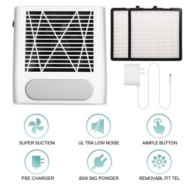 Biutee Nail Dust Collector with 2 Reusable Filters,Nail Vacuum Dust Collector Electric Acrylic Nails Extractor Duster Collector Detachable Filter Nail Tech For Gel Nail Polish & Nail Salon Low Noise