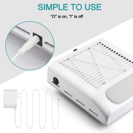 Biutee Nail Dust Collector with 2 Reusable Filters,Nail Vacuum Dust Collector Electric Acrylic Nails Extractor Duster Collector Detachable Filter Nail Tech For Gel Nail Polish & Nail Salon Low Noise