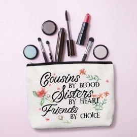 HnoonZ Cousin Gifts: Zipper Makeup Bag & Travel Toiletry Pouch with Mini Mirror - Perfect for Christmas or Birthday HnoonZ Cousin Gifts: Zipper Makeup Bag & Travel Toiletry Pouch with Mini Mirror - Perfect for Christmas or Birthday