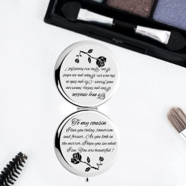 HnoonZ Cousin Gifts: Zipper Makeup Bag & Travel Toiletry Pouch with Mini Mirror - Perfect for Christmas or Birthday HnoonZ Cousin Gifts: Zipper Makeup Bag & Travel Toiletry Pouch with Mini Mirror - Perfect for Christmas or Birthday