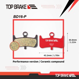TOP BRAKE Disc Bike Brake Pads for Hayes Dominion A4 ([BD16-P] Performance (Red))
