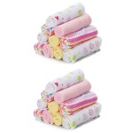 Spasilk Washcloth Wipes Set for Newborn Boys & Girls, Soft Terry Washcloth Set, Pack of 20, Pink Lines, 20 Pack