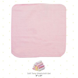 Spasilk Washcloth Wipes Set for Newborn Boys & Girls, Soft Terry Washcloth Set, Pack of 20, Pink Lines, 20 Pack