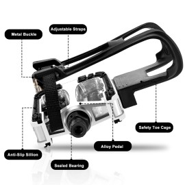 VIEWALL Bike Pedals Toe Cages - 9/16 Spin Bike Pedal with Straps and Toe Clips for Outdoor Cycling and Indoor Exercise Bike, Replacement Alloy Multi-Purpose Bicycle Pedals